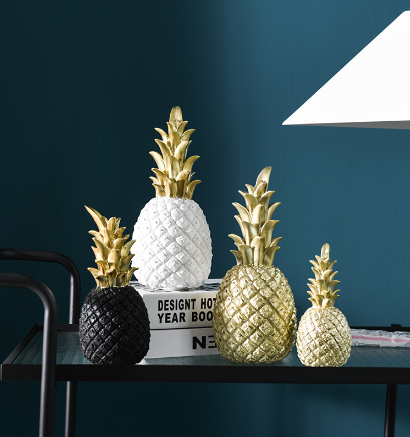 Elegant Gold Pineapple Resin Ornament