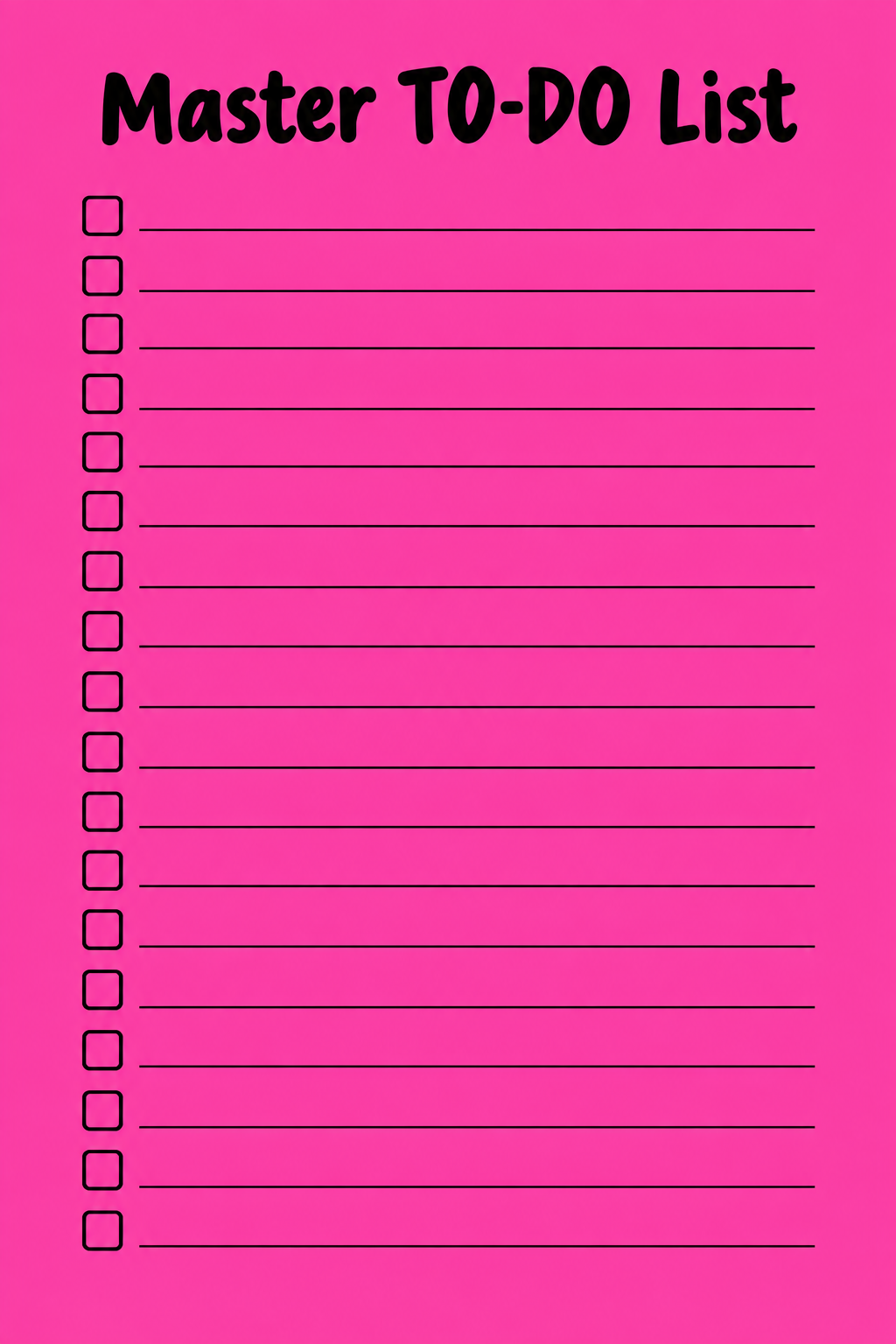 Bright & Bold Master To-Do List — Colorful Printable Planner Template